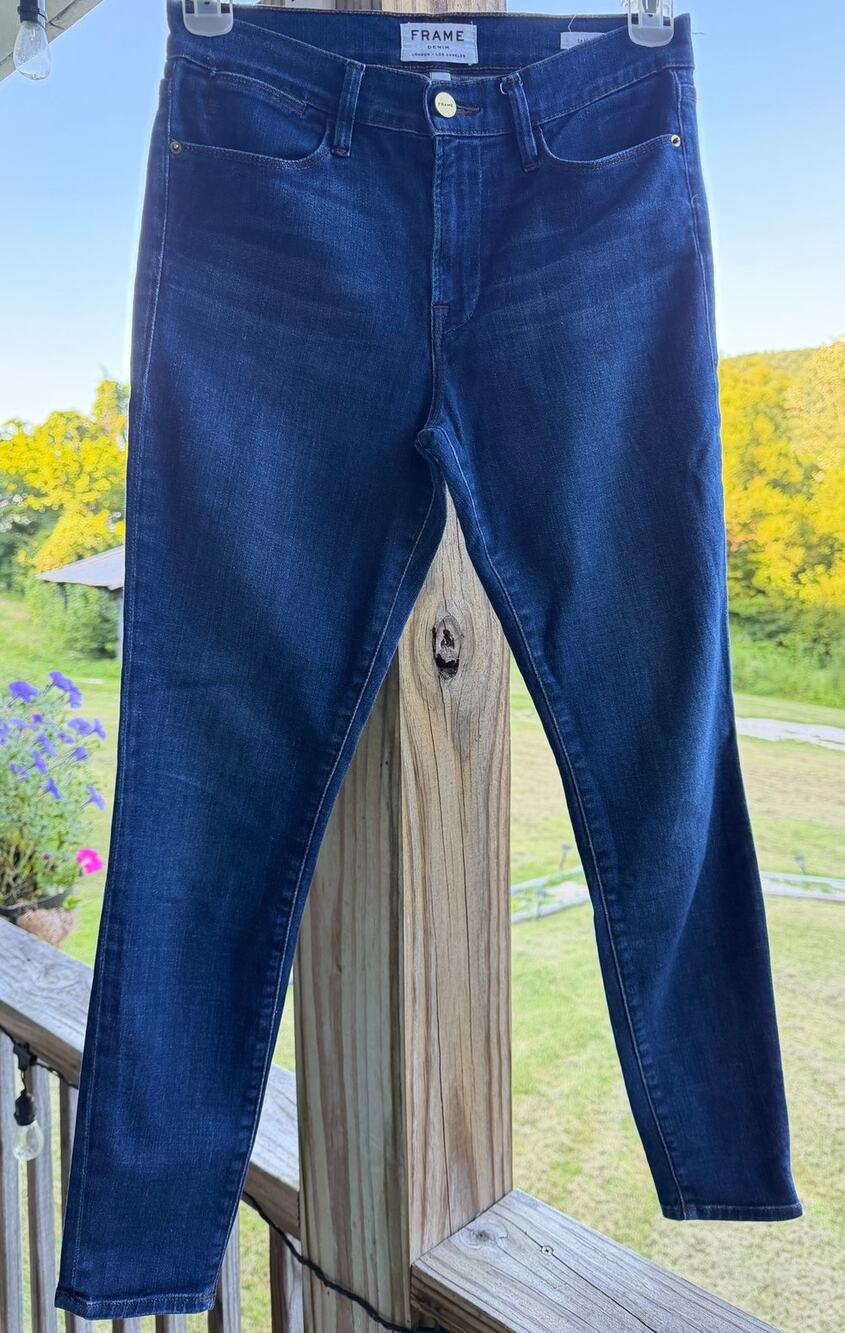 FRAME Le High Skinny Jeans Made in USA Premium Designer Dark Wash Stretch 28